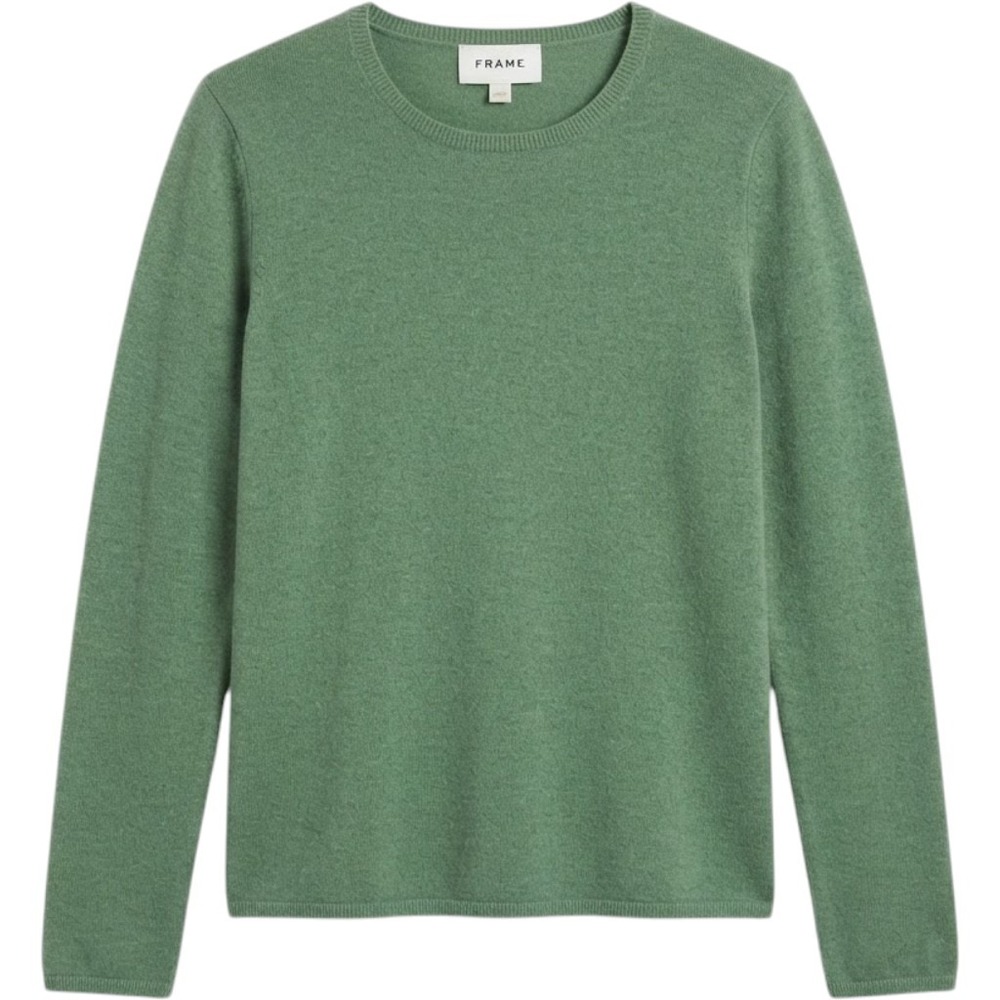 Fiona 100% 2-Ply Cashmere Sage Green Crewneck Sweater Size Medium